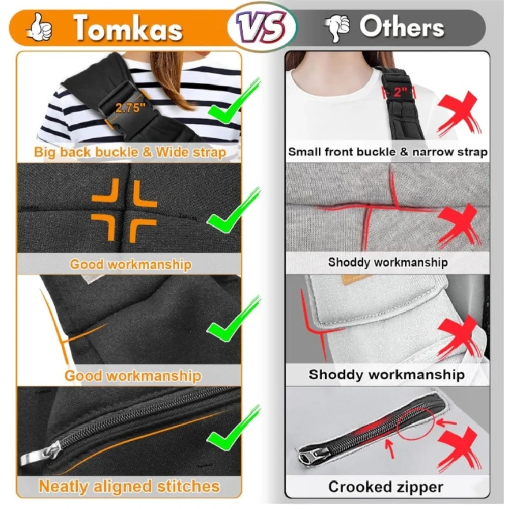 Tomkas Small Dog Sling Puppy Carrier Adjustable/Reversible Strap/Zip Pocket Sz:S
